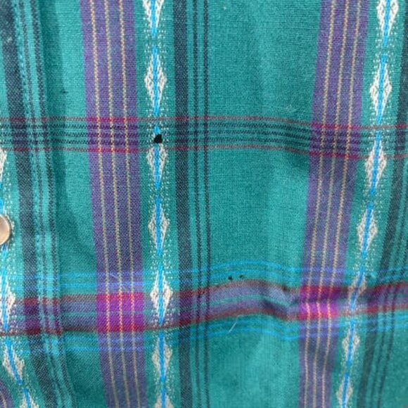 Vtg Teal Blue Purple Pendleton High Grade Western Wear Wool Shirt Pearl Snaps XL - Picture 9 of 9